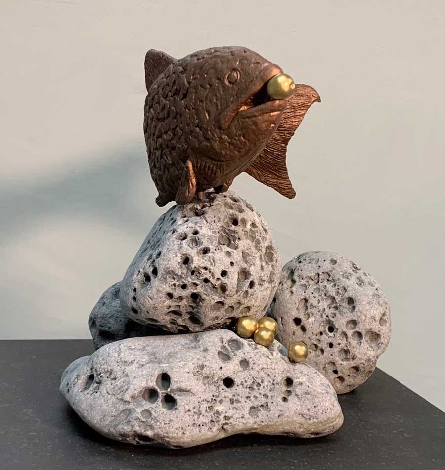 limestone and bronze sculpture by artist paul darcy